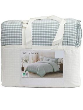 Boundary King 3 Piece Comforter Set- Sage Check